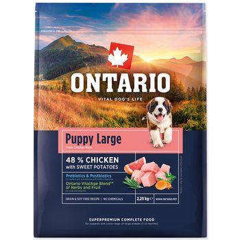 Krmivo Ontario Puppy & Junior Large Chicken & Sweet Potatoes 2,25kg-KS