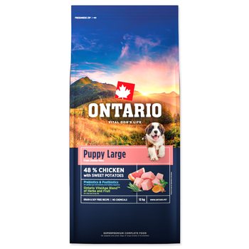 Krmivo Ontario Puppy & Junior Large Chicken & Sweet Potatoes 12kg-KS