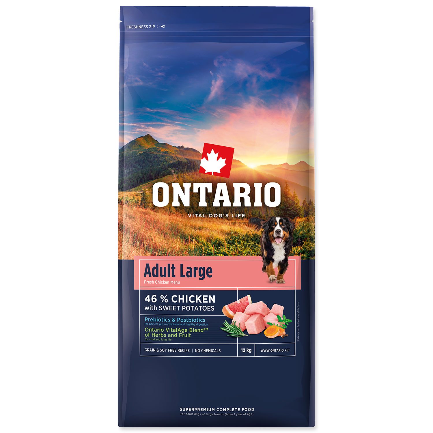 Krmivo Ontario Adult Large Chicken & Sweet Potatoes 12kg-KS