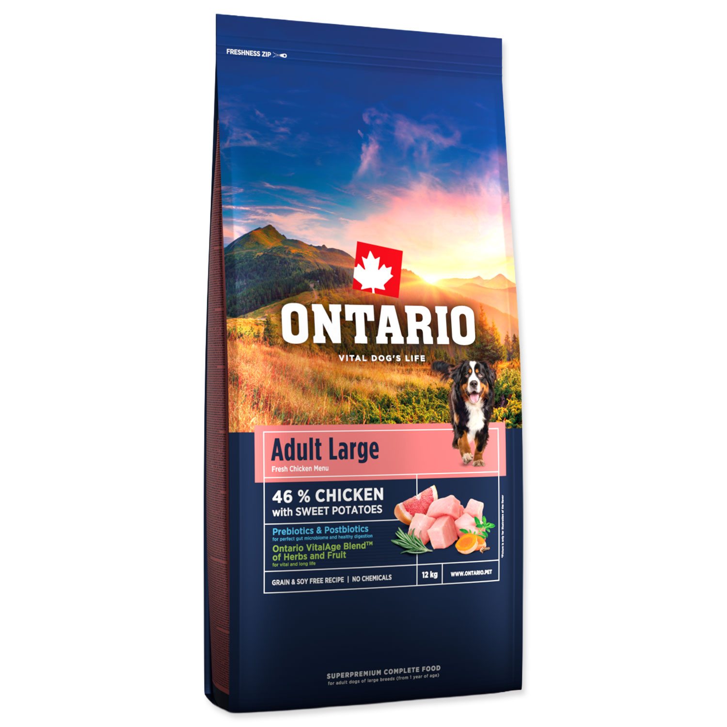 Krmivo Ontario Adult Large Chicken & Sweet Potatoes 12kg-KS