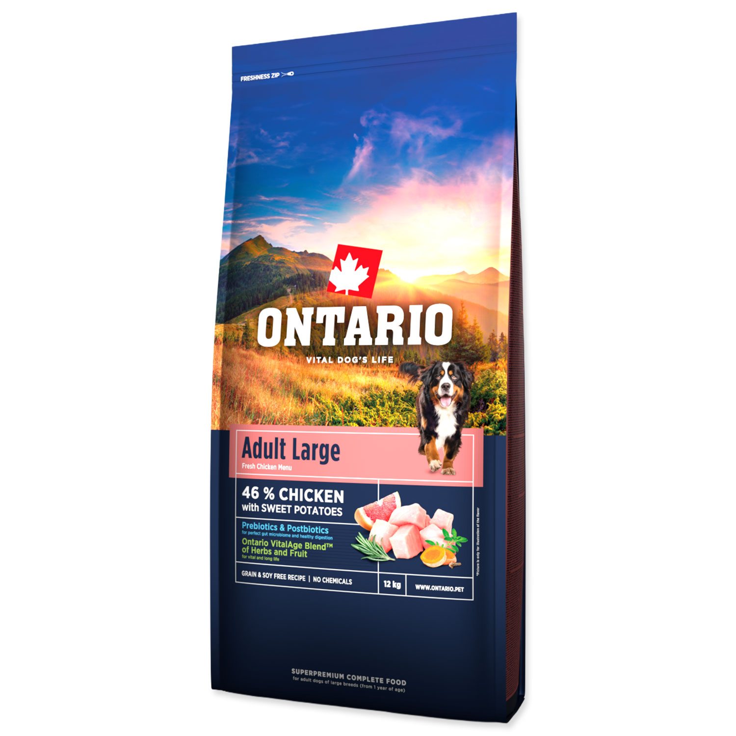 Krmivo Ontario Adult Large Chicken & Sweet Potatoes 12kg-KS