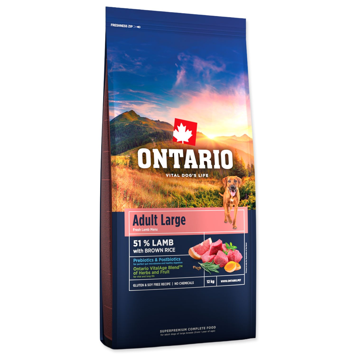 Krmivo Ontario Adult Large Lamb & Brown Rice 12kg-KS