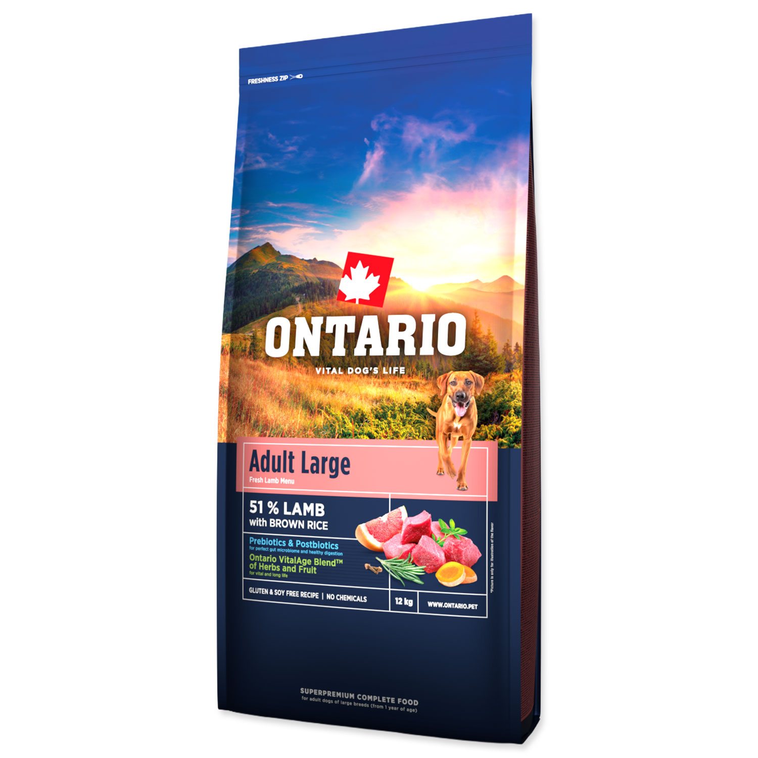 Krmivo Ontario Adult Large Lamb & Brown Rice 12kg-KS