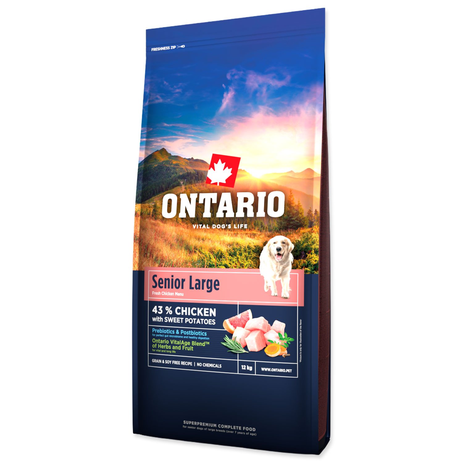 Krmivo Ontario Senior Large Chicken & Sweet Potatoes 12kg-KS