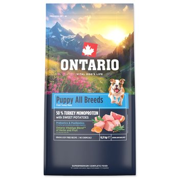 Krmivo Ontario Puppy & Junior All Breeds Monoprotein Turkey & Sweet Potatoes 6,5kg-KS