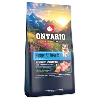 Krmivo Ontario Puppy & Junior All Breeds Monoprotein Turkey & Sweet Potatoes 6,5kg-KS