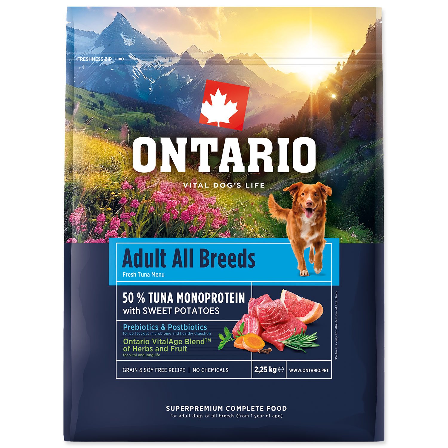Krmivo Ontario Adult All Breeds Monoprotein Tuna & Sweet Potatoes 2,25kg-KS