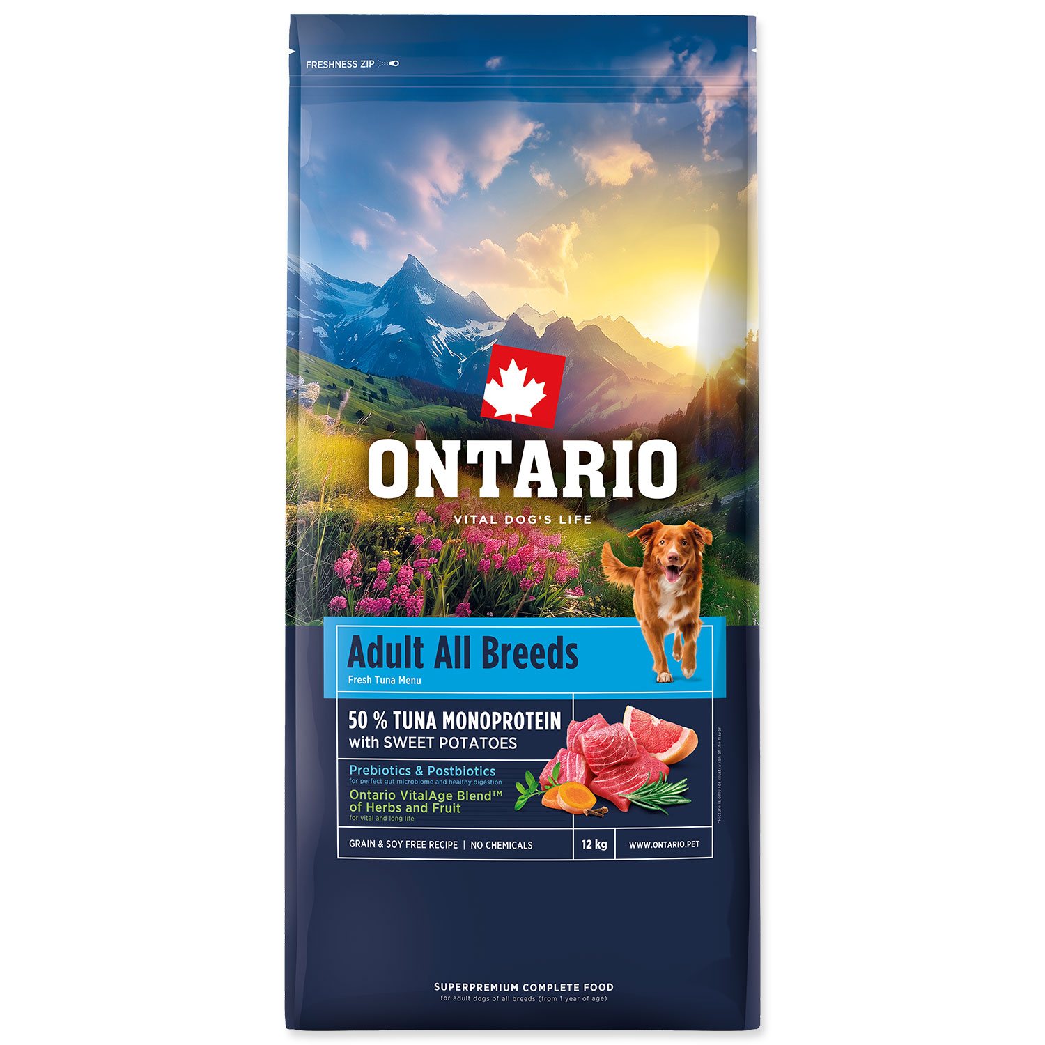 Krmivo Ontario Adult All Breeds Monoprotein Tuna & Sweet Potatoes 12kg-KS