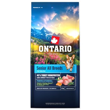 Krmivo Ontario Senior All Breeds Monoprotein Turkey & Sweet Potatoes 12kg-KS
