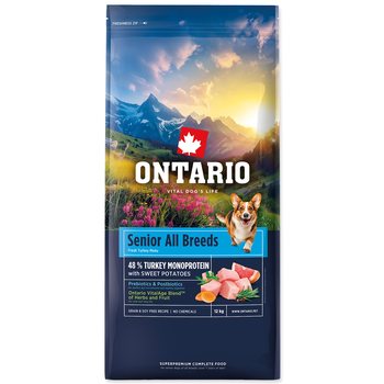 Krmivo Ontario Senior All Breeds Monoprotein Turkey & Sweet Potatoes 12kg-KS