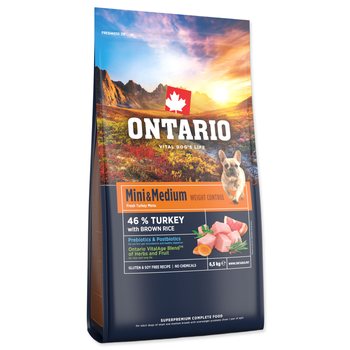 Krmivo Ontario Mini & Medium Weight Control Turkey & Brown Rice 6,5kg-KS