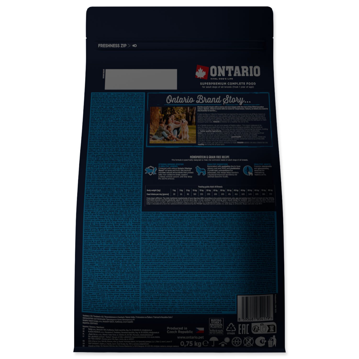 Krmivo Ontario Adult All Breeds Monoprotein Turkey & Sweet Potatoes 0,75kg