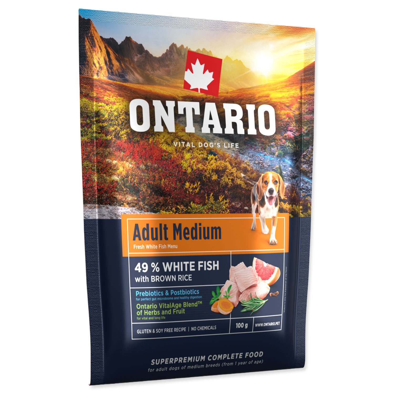 Vzorek Ontario Adult Medium Fish & Brown Rice 0,1kg-KS