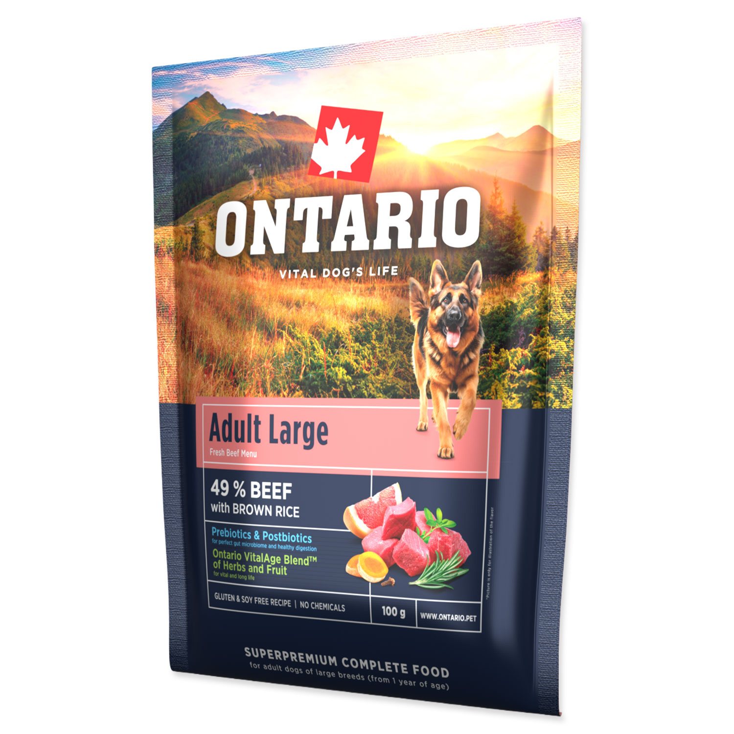 Vzorek Ontario Adult Large Beef & Brown Rice 0,1kg-KS