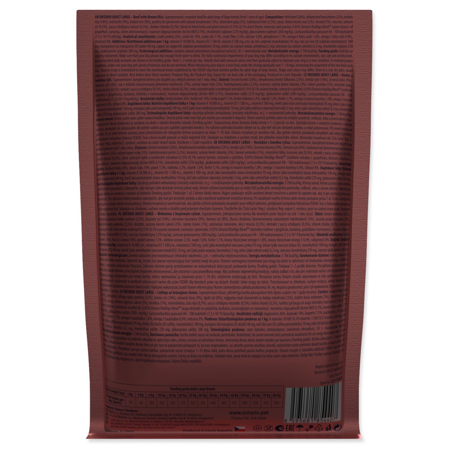 Vzorek Ontario Adult Large Beef & Brown Rice 0,1kg-KS