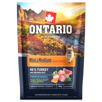 Vzorek Ontario Mini  & Medium Weight Control Turkey & Brown Rice 0,1kg-KS