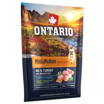 Vzorek Ontario Mini  & Medium Weight Control Turkey & Brown Rice 0,1kg-KS