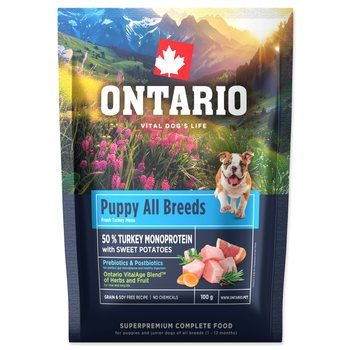 Vzorek Ontario Puppy & Junior All Breeds Monoprotein Turkey & Sweet Potatoes 0,1kg-KS
