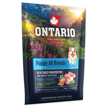 Vzorek Ontario Puppy & Junior All Breeds Monoprotein Turkey & Sweet Potatoes 0,1kg-KS