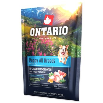 Vzorek Ontario Puppy & Junior All Breeds Monoprotein Turkey & Sweet Potatoes 0,1kg-KS
