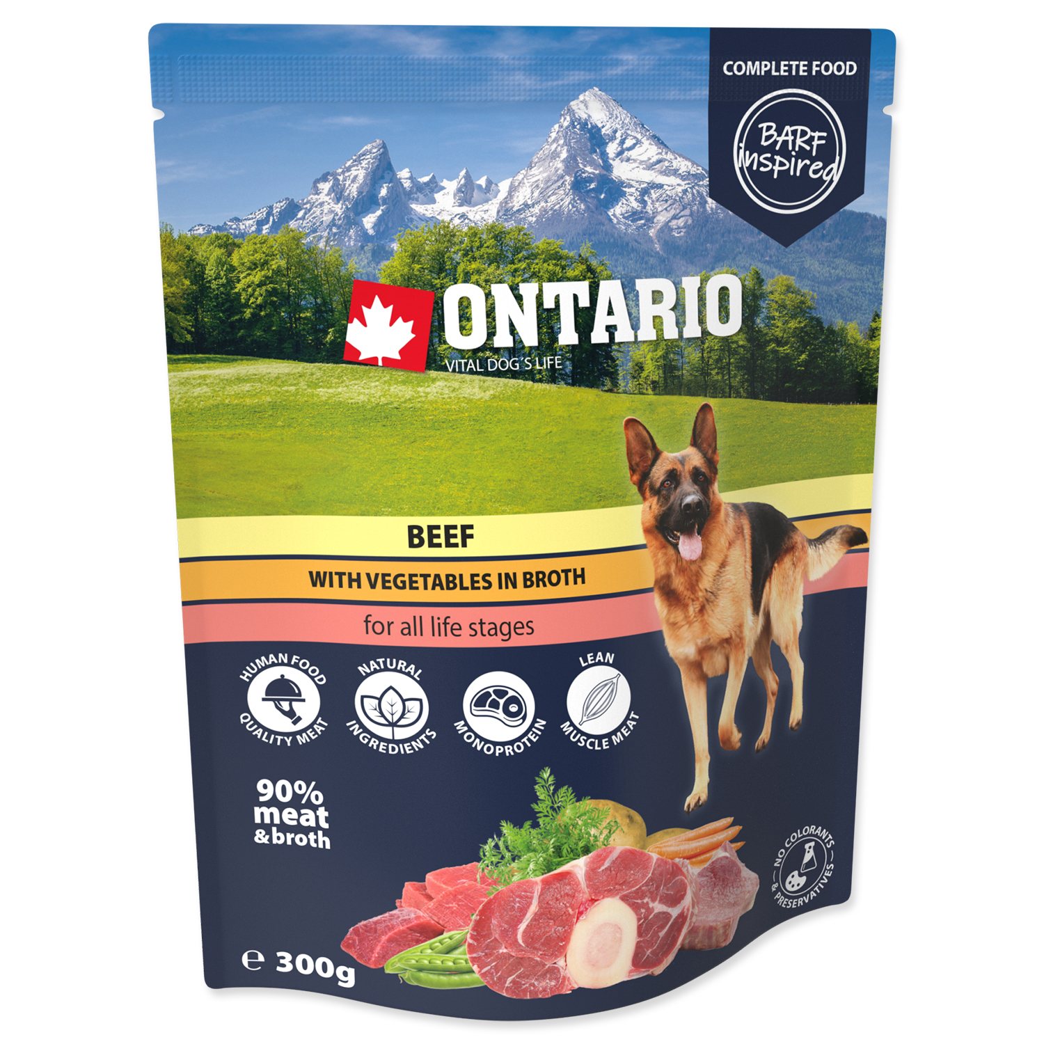 Kapsička Ontario hovězí se zeleninou ve vývaru 300g-KS