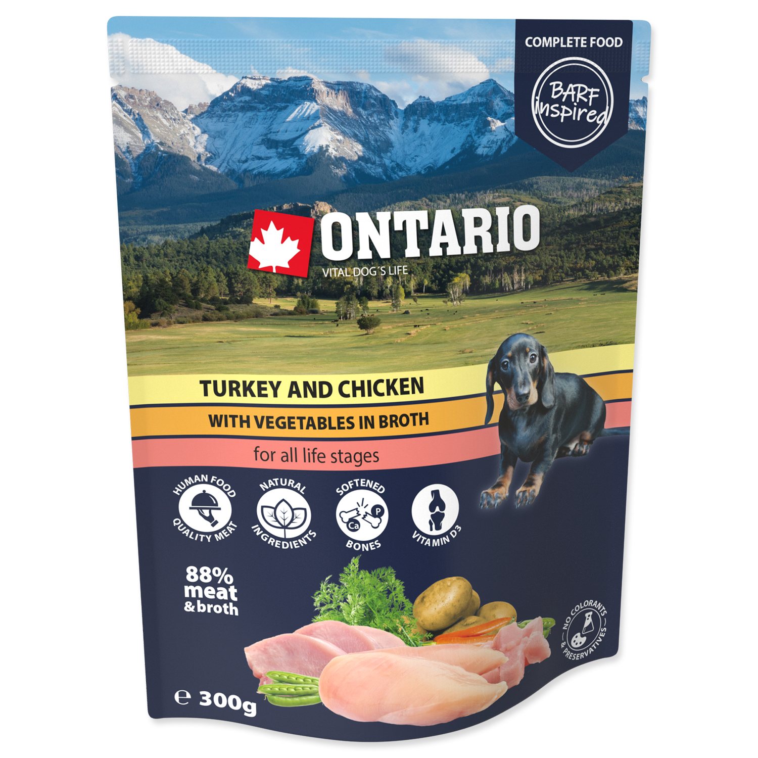 Kapsička Ontario krůta a kuře se zeleninou ve vývaru 300g-KS