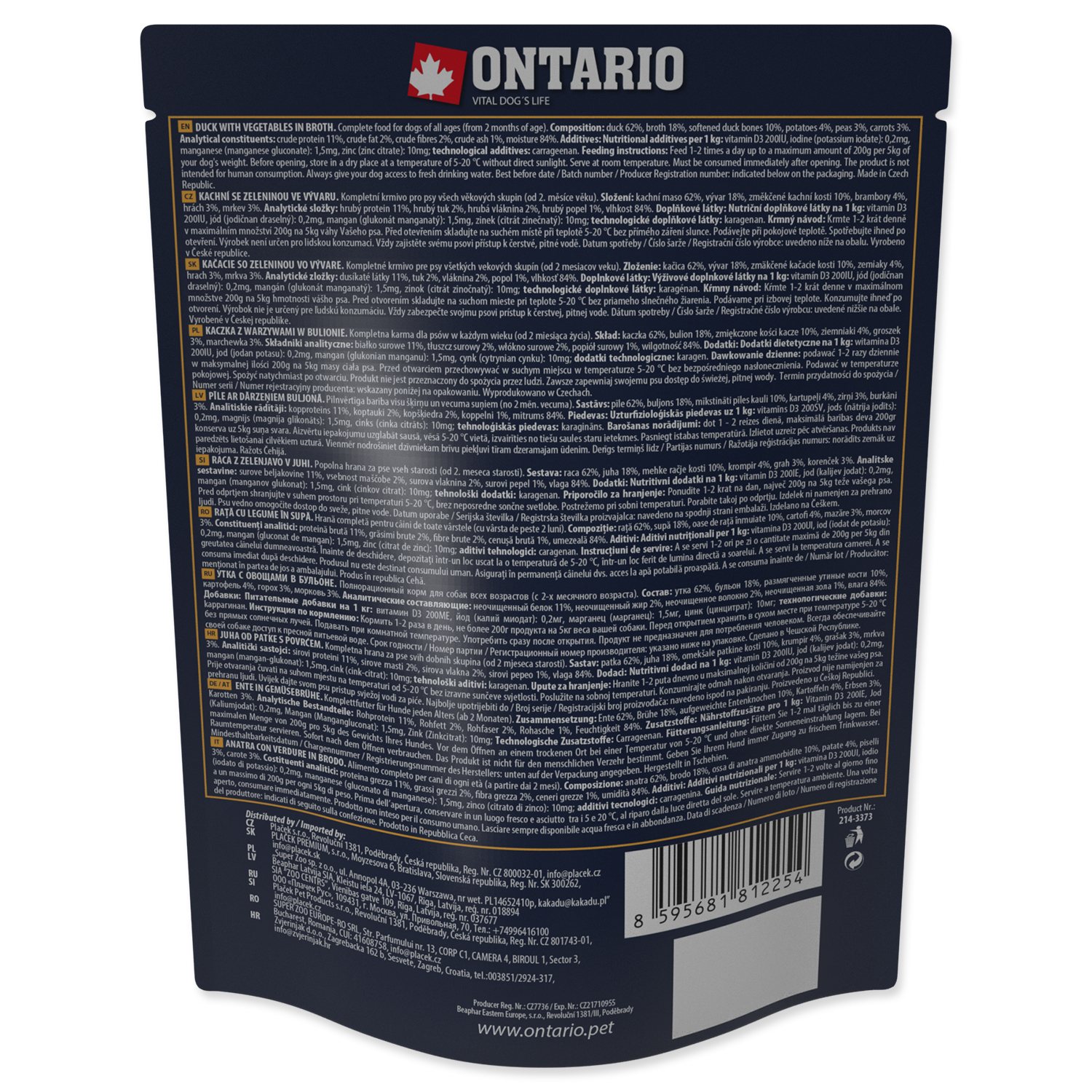 Kapsička Ontario kachna se zeleninou ve vývaru 300g-KS