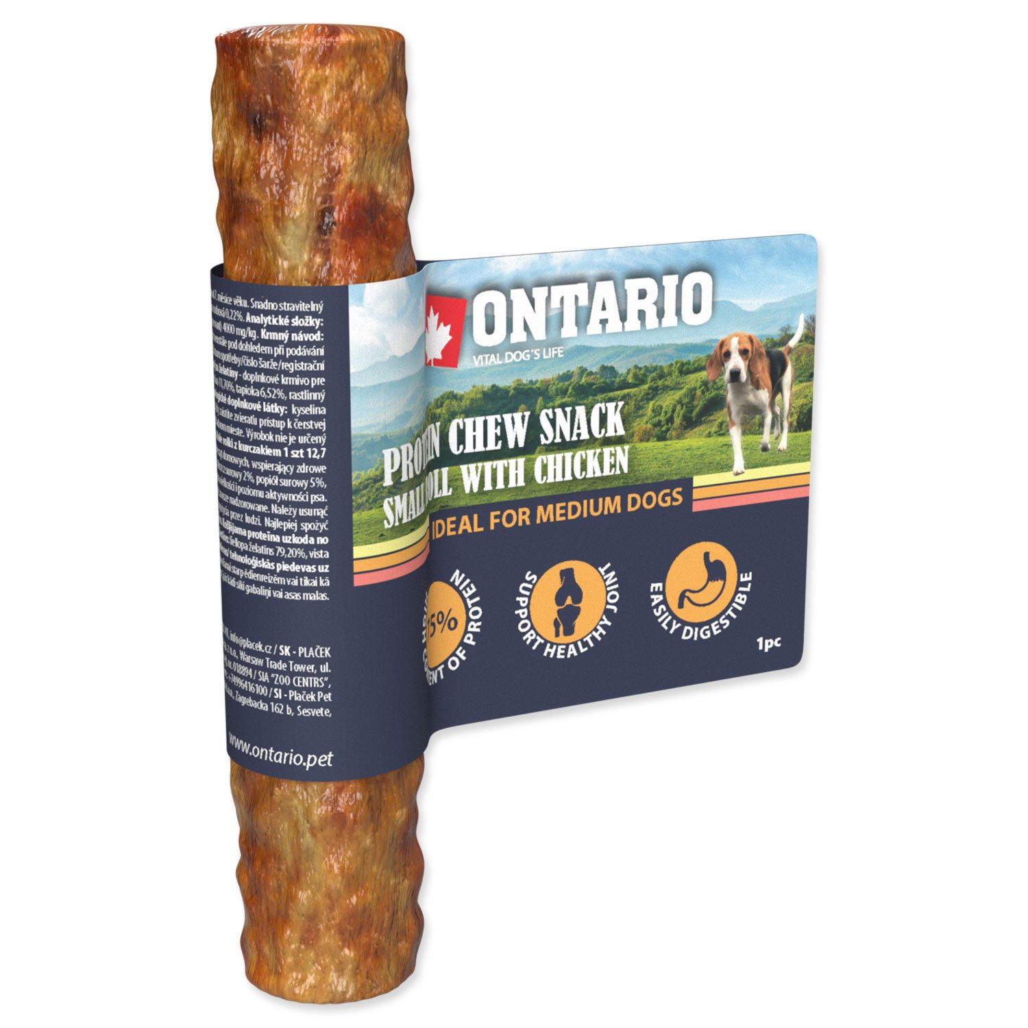 Pochoutka Ontario Protein kuře, žvýkací rolka malá 12,7cm-KS