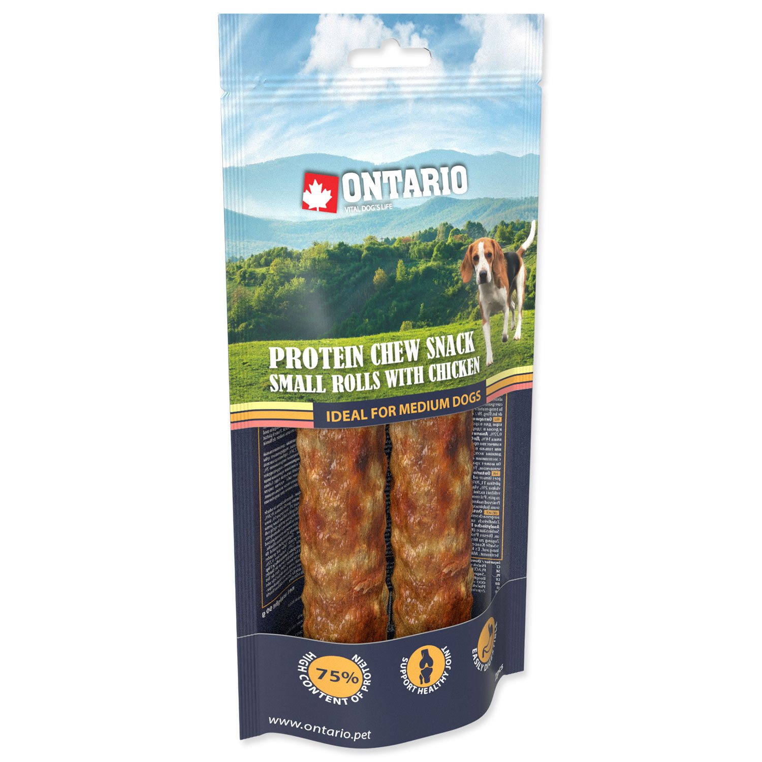 Pochoutka Ontario Protein kuře, žvýkací rolka malá 2ks 12,7cm-KS