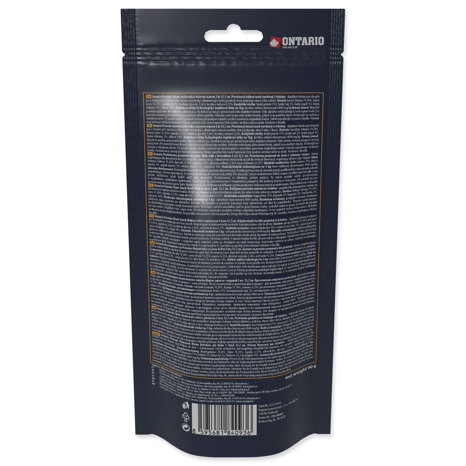 Pochoutka Ontario Protein kuře, žvýkací rolka malá 2ks 12,7cm-KS