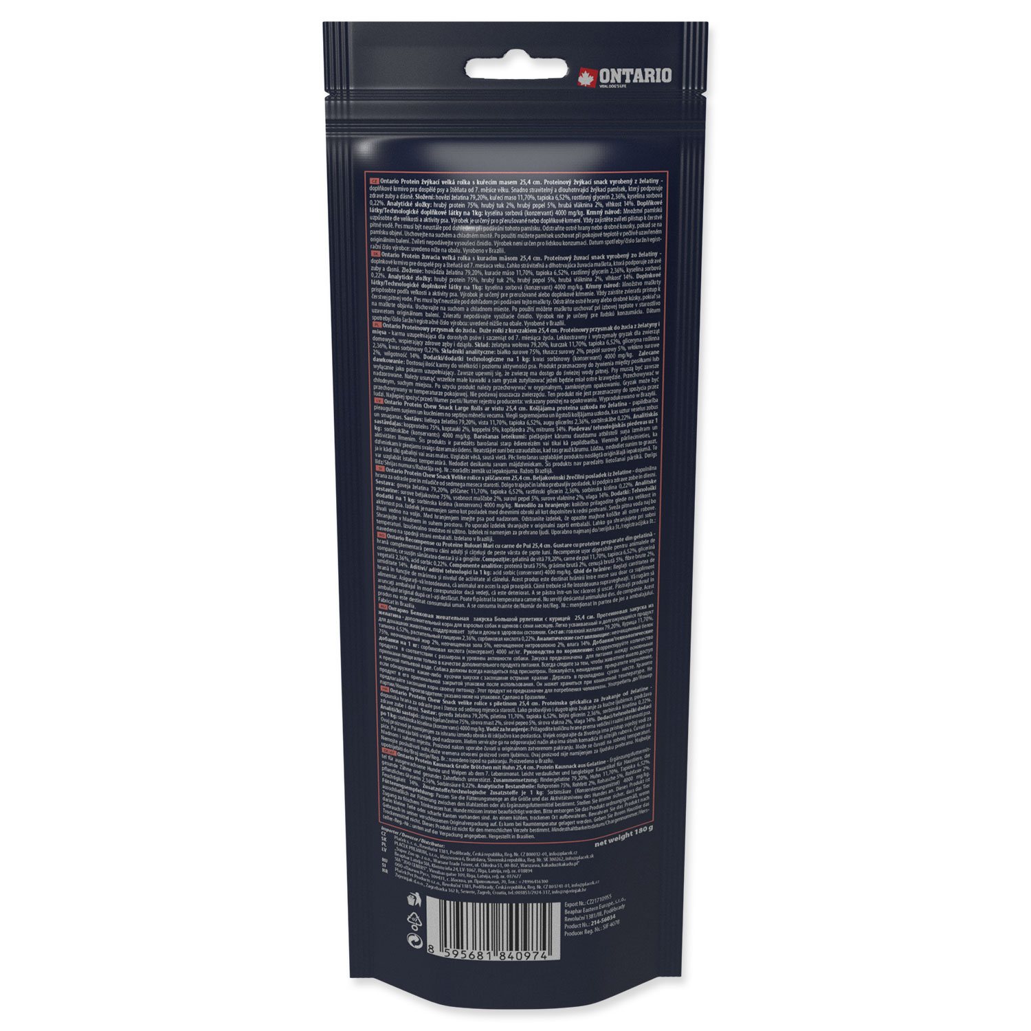 Pochoutka Ontario Protein kuře, žvýkací rolka velká 2ks 25,4cm-KS