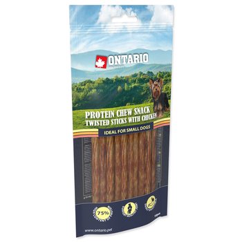 Pochoutka Ontario Protein kuře, žvýkací kroucená tyčinka 10ks 12,7cm-KS
