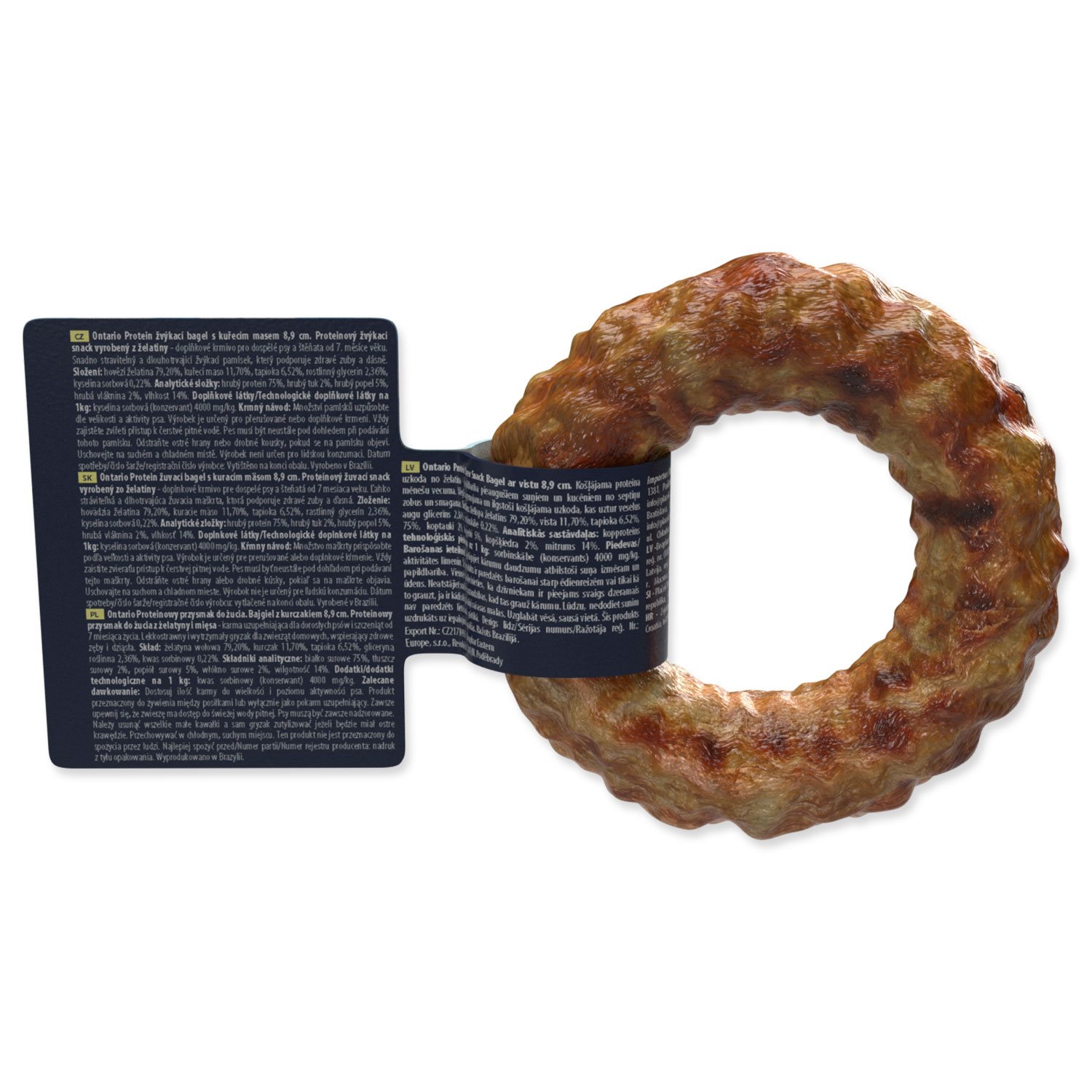 Pochoutka Ontario Protein kuře, žvýkací bagel 8,9cm-KS