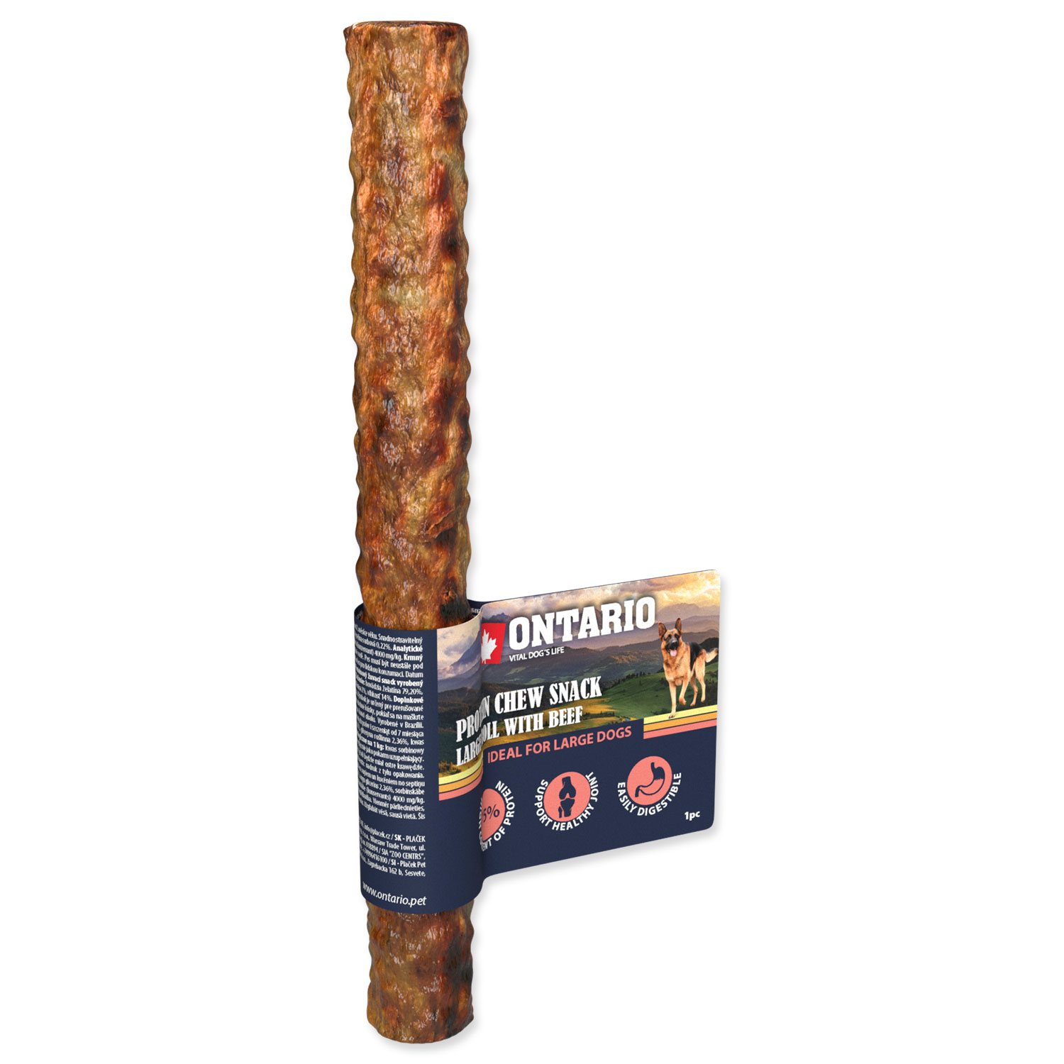 Pochoutka Ontario Protein hovězí, žvýkací rolka velká 25,4cm-KS