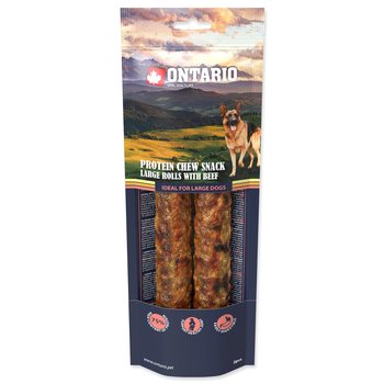 Pochoutka Ontario Protein hovězí, žvýkací rolka velká 2ks 25,4cm-KS
