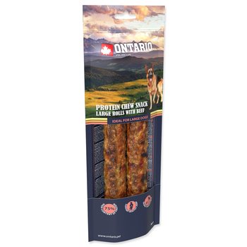 Pochoutka Ontario Protein hovězí, žvýkací rolka velká 2ks 25,4cm-KS