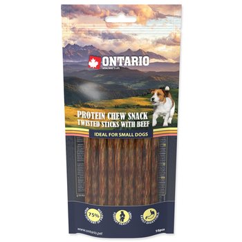 Pochoutka Ontario Protein hovězí, žvýkací kroucená tyčinka 10ks 12,7cm-KS