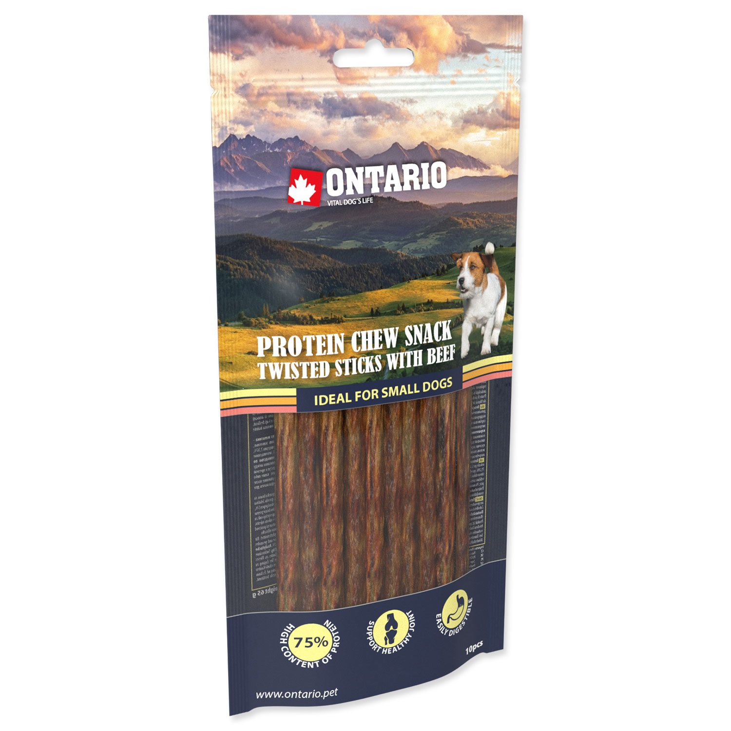 Pochoutka Ontario Protein hovězí, žvýkací kroucená tyčinka 10ks 12,7cm-KS