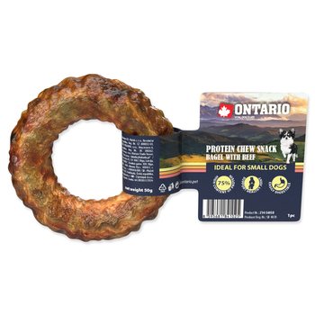 Pochoutka Ontario Protein hovězí, žvýkací bagel 8,9cm-KS