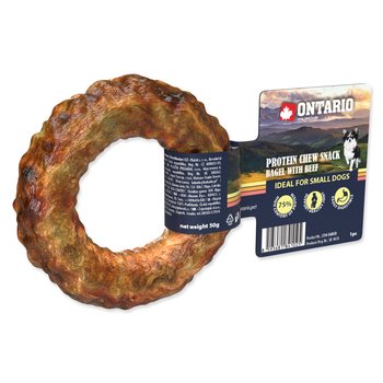 Pochoutka Ontario Protein hovězí, žvýkací bagel 8,9cm-KS