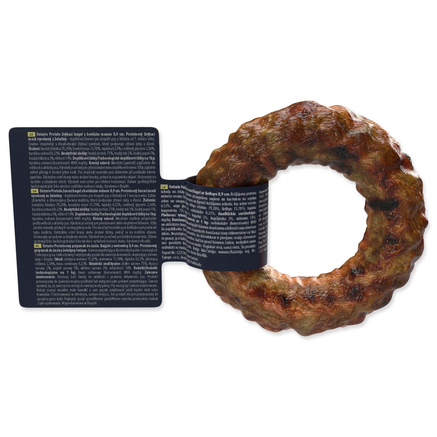 Pochoutka Ontario Protein hovězí, žvýkací bagel 8,9cm-KS