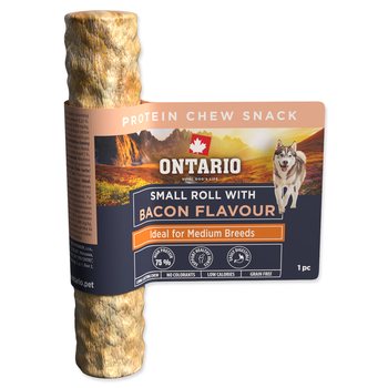 Pochoutka Ontario Protein příchuť slanina, žvýkací rolka malá 1ks 12,7cm-KS