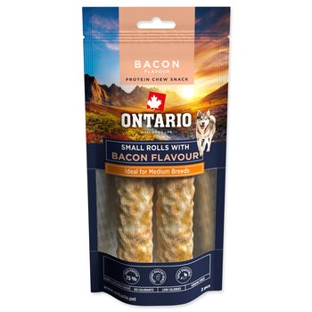 Pochoutka Ontario Protein příchuť slanina, žvýkací rolka malá 2ks 12,7cm-KS