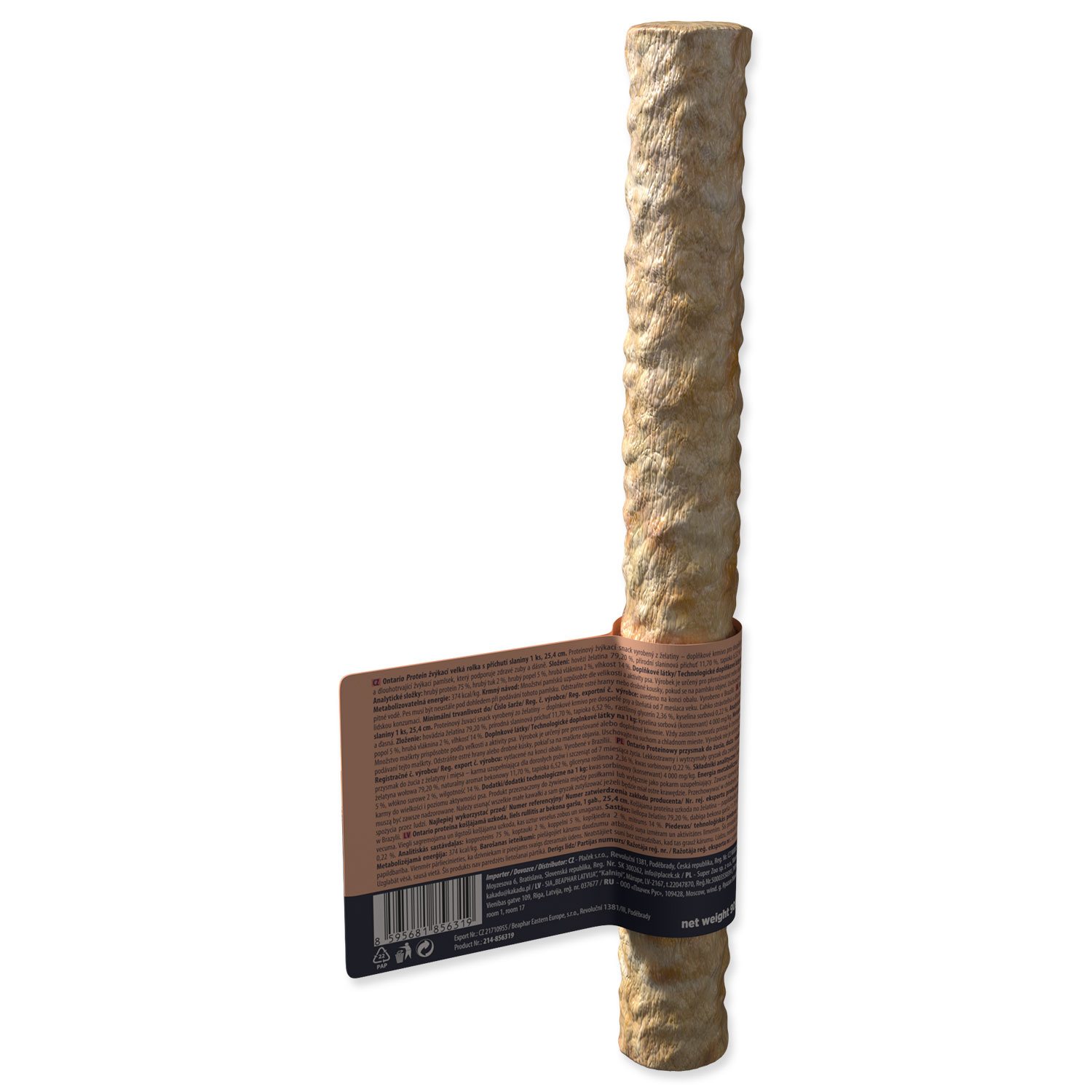 Pochoutka Ontario Protein příchuť slanina, žvýkací rolka velká 1ks 25,4cm-KS