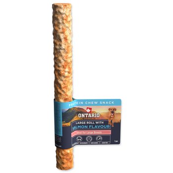 Pochoutka Ontario Protein příchuť losos, žvýkací rolka velká 1ks 25,4cm-KS
