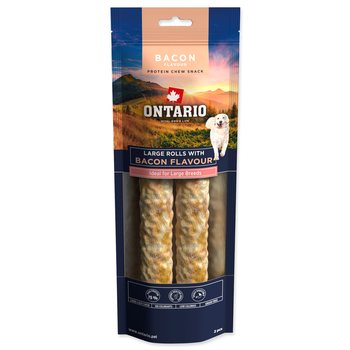 Pochoutka Ontario Protein příchuť slanina, žvýkací rolka velká 2ks 25,4cm-KS