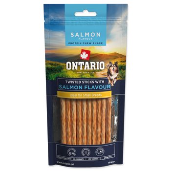 Pochoutka Ontario Protein příchuť losos, žvýkací točená tyčinka 10ks 12,7 cm-KS
