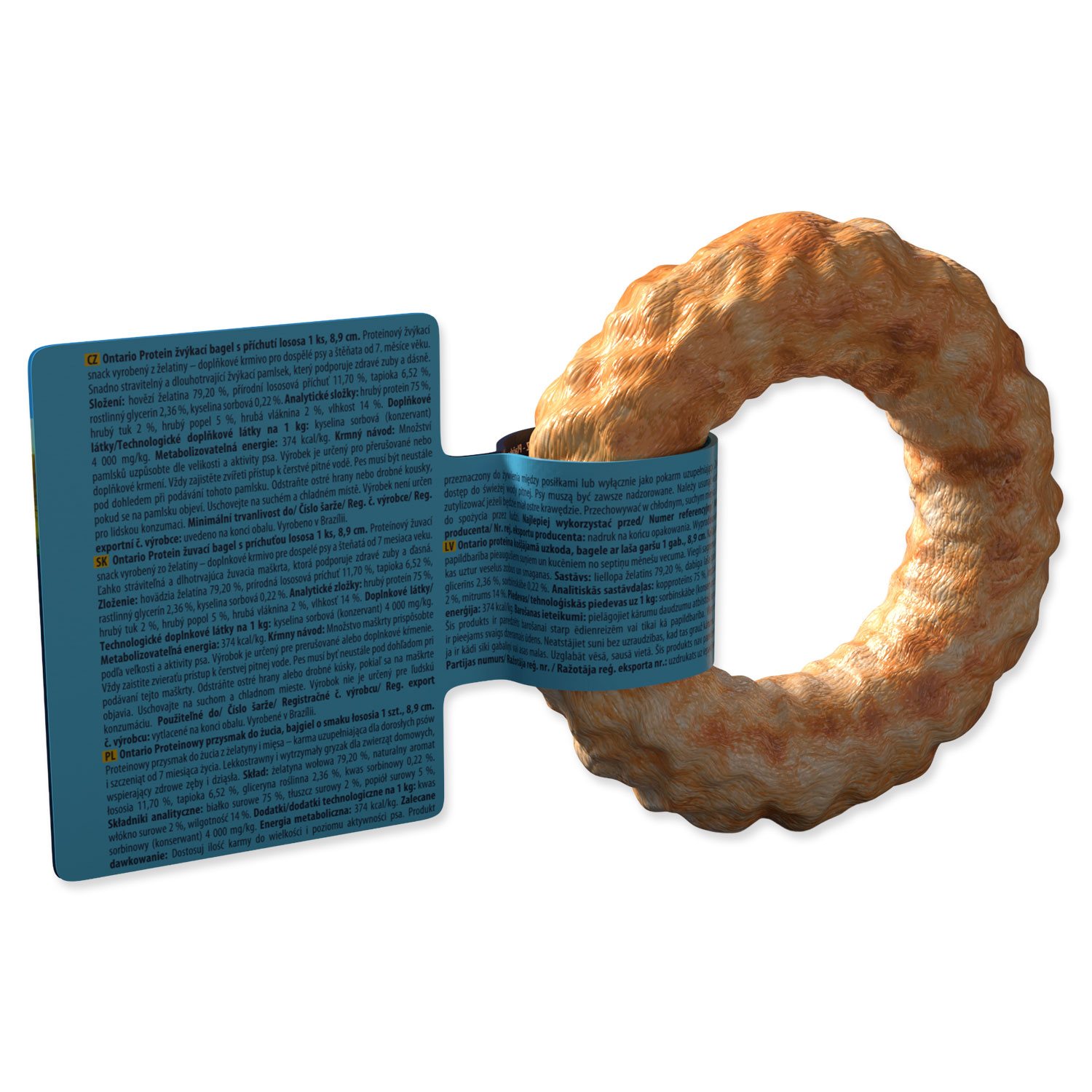 Pochoutka Ontario Protein příchuť losos, žvýkací bagel 1ks 8,9cm-KS