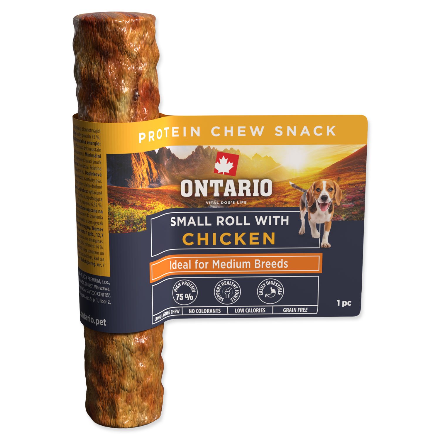 Pochoutka Ontario Protein žvýkací malá rolka s kuřecím 1ks 12,7cm-KS