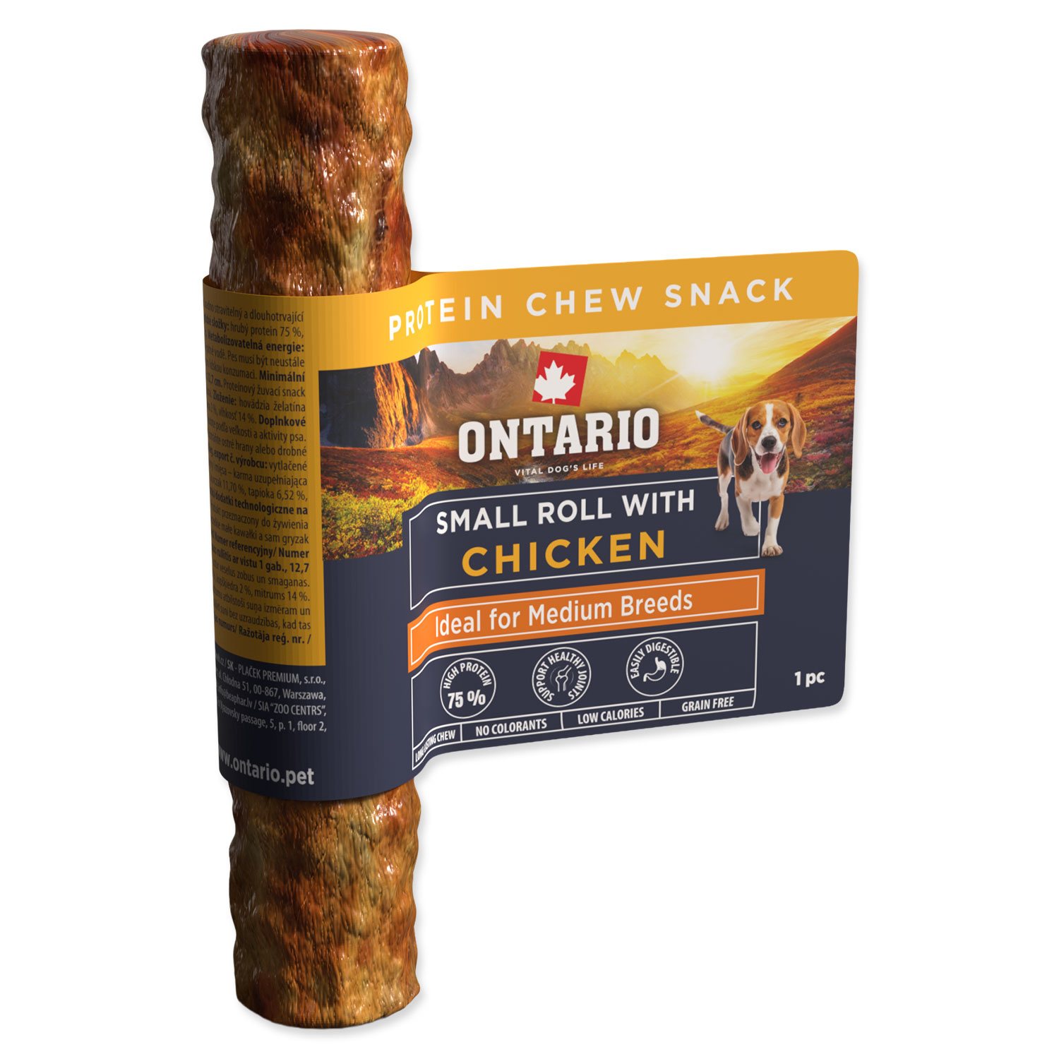 Pochoutka Ontario Protein žvýkací malá rolka s kuřecím 1ks 12,7cm-KS